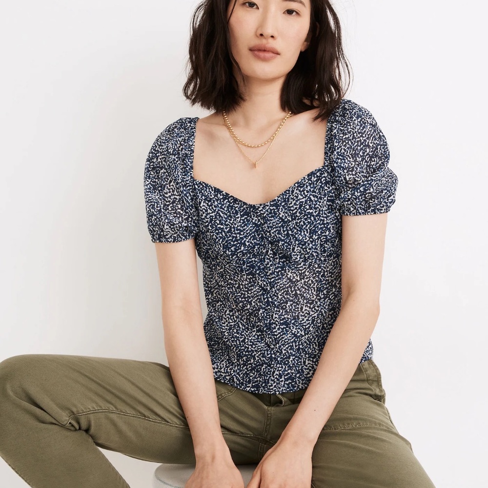 Madewell Sweetheart Top in Bengali Blockprint